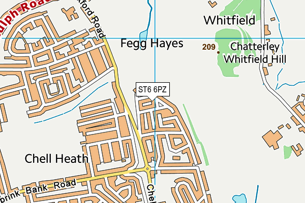 ST6 6PZ map - OS VectorMap District (Ordnance Survey)