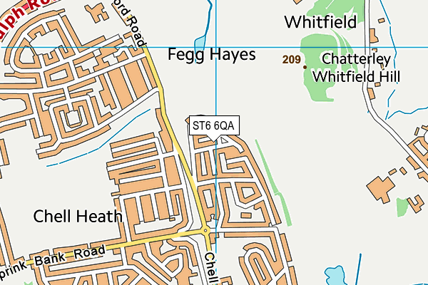 ST6 6QA map - OS VectorMap District (Ordnance Survey)