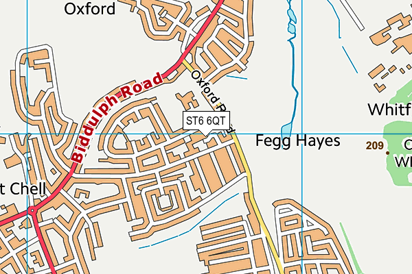 ST6 6QT map - OS VectorMap District (Ordnance Survey)