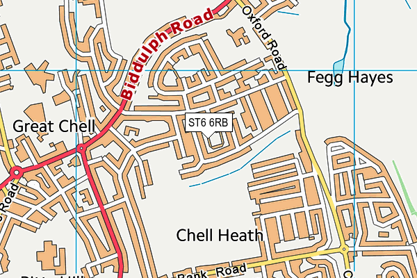 ST6 6RB map - OS VectorMap District (Ordnance Survey)