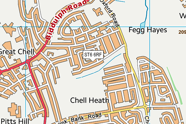 ST6 6RF map - OS VectorMap District (Ordnance Survey)