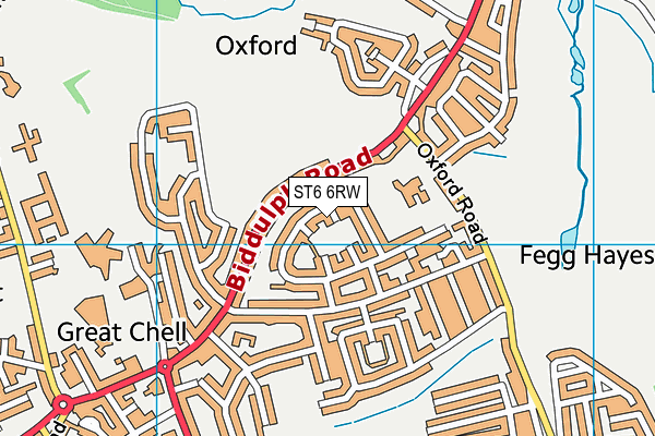 ST6 6RW map - OS VectorMap District (Ordnance Survey)