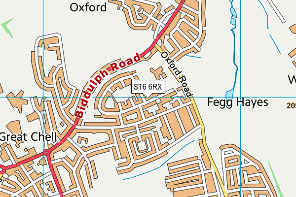 ST6 6RX map - OS VectorMap District (Ordnance Survey)