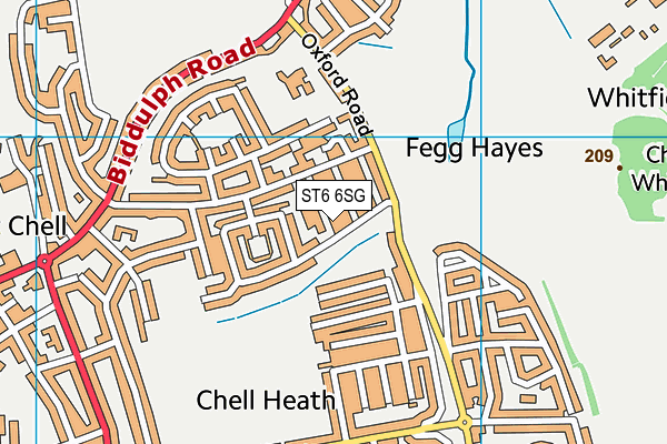 ST6 6SG map - OS VectorMap District (Ordnance Survey)