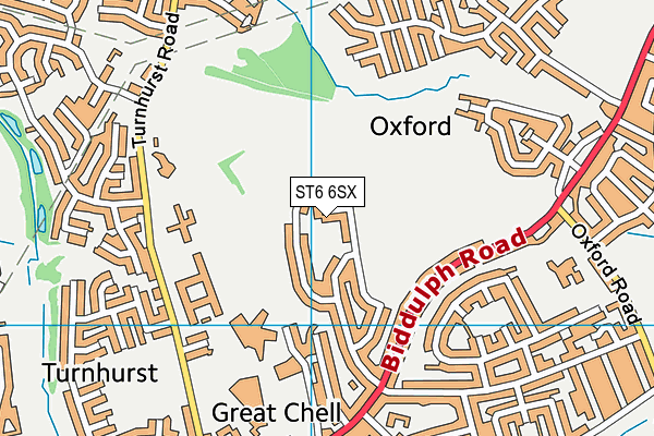 ST6 6SX map - OS VectorMap District (Ordnance Survey)