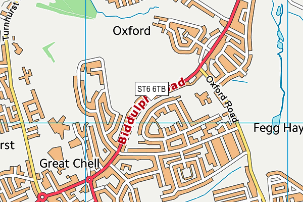 ST6 6TB map - OS VectorMap District (Ordnance Survey)