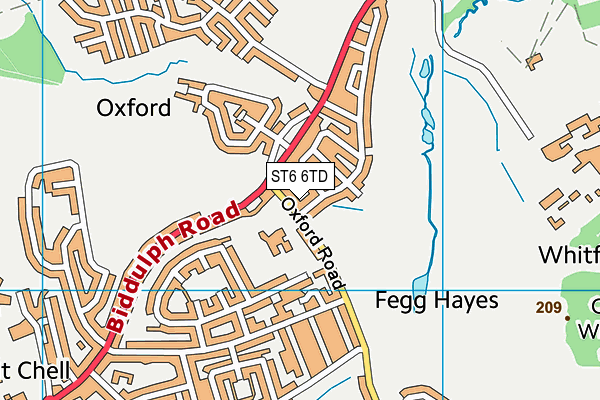 ST6 6TD map - OS VectorMap District (Ordnance Survey)