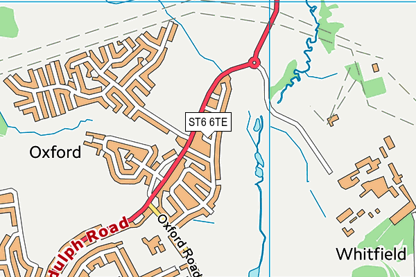 ST6 6TE map - OS VectorMap District (Ordnance Survey)