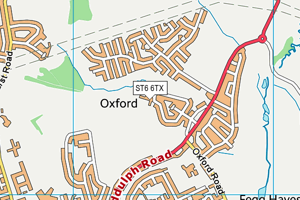 ST6 6TX map - OS VectorMap District (Ordnance Survey)