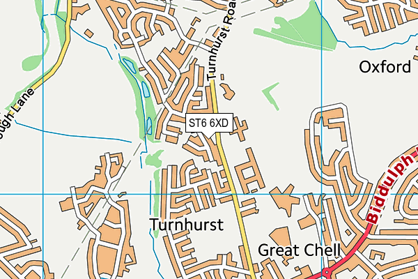 ST6 6XD map - OS VectorMap District (Ordnance Survey)