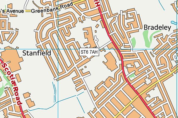 ST6 7AH map - OS VectorMap District (Ordnance Survey)