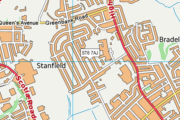 ST6 7AJ map - OS VectorMap District (Ordnance Survey)