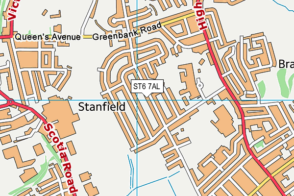 ST6 7AL map - OS VectorMap District (Ordnance Survey)