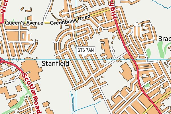 ST6 7AN map - OS VectorMap District (Ordnance Survey)
