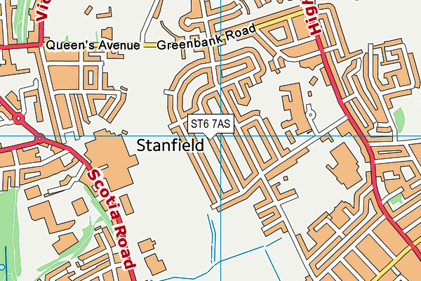 ST6 7AS map - OS VectorMap District (Ordnance Survey)