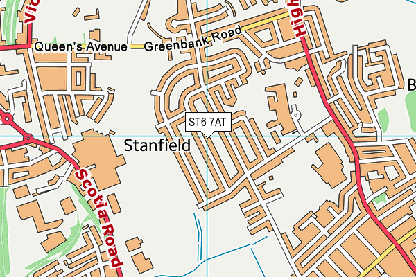 ST6 7AT map - OS VectorMap District (Ordnance Survey)