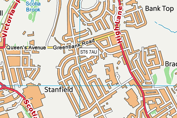 ST6 7AU map - OS VectorMap District (Ordnance Survey)