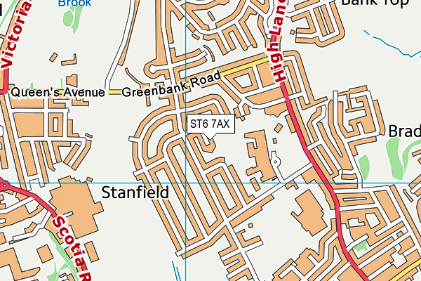 ST6 7AX map - OS VectorMap District (Ordnance Survey)