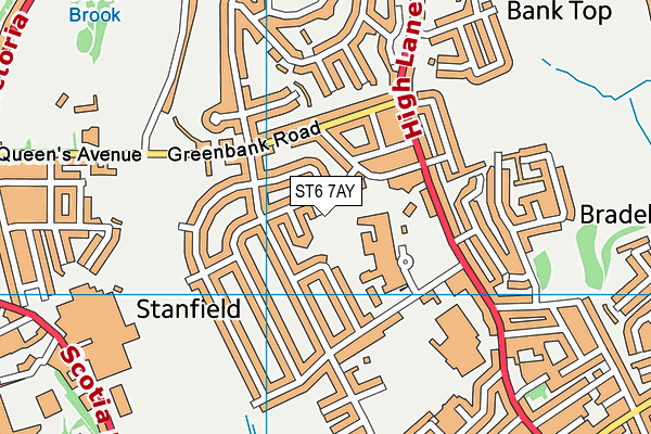 ST6 7AY map - OS VectorMap District (Ordnance Survey)