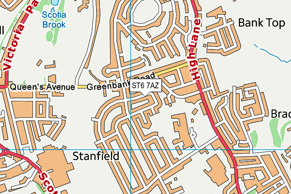 ST6 7AZ map - OS VectorMap District (Ordnance Survey)