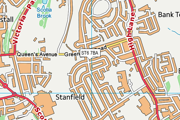 ST6 7BA map - OS VectorMap District (Ordnance Survey)