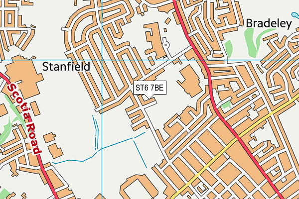 ST6 7BE map - OS VectorMap District (Ordnance Survey)