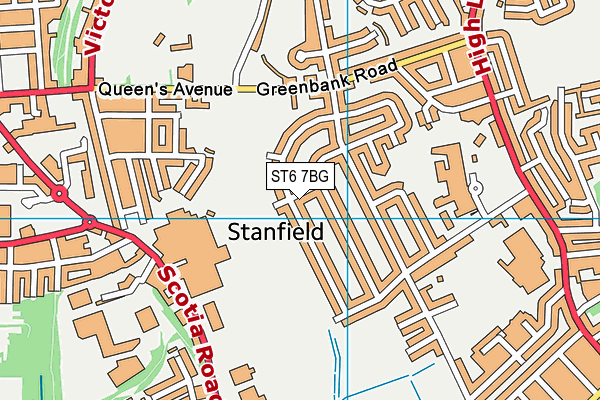 ST6 7BG map - OS VectorMap District (Ordnance Survey)