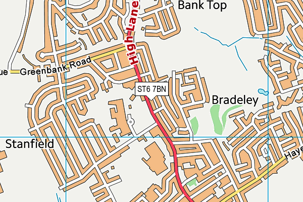 ST6 7BN map - OS VectorMap District (Ordnance Survey)