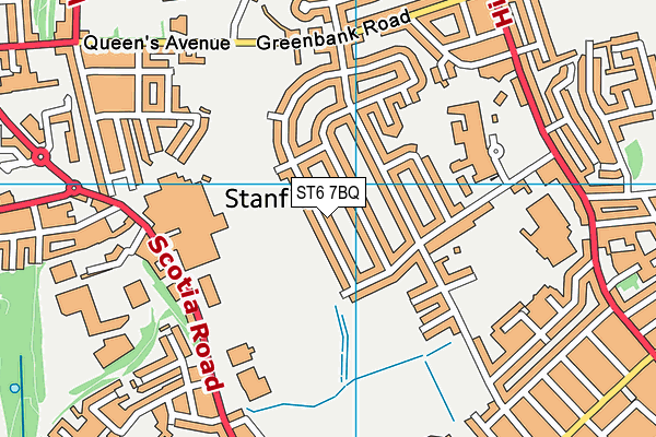 ST6 7BQ map - OS VectorMap District (Ordnance Survey)