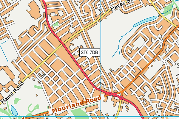 ST6 7DB map - OS VectorMap District (Ordnance Survey)