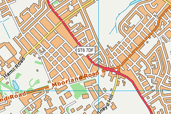 ST6 7DF map - OS VectorMap District (Ordnance Survey)