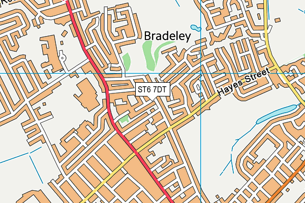 ST6 7DT map - OS VectorMap District (Ordnance Survey)