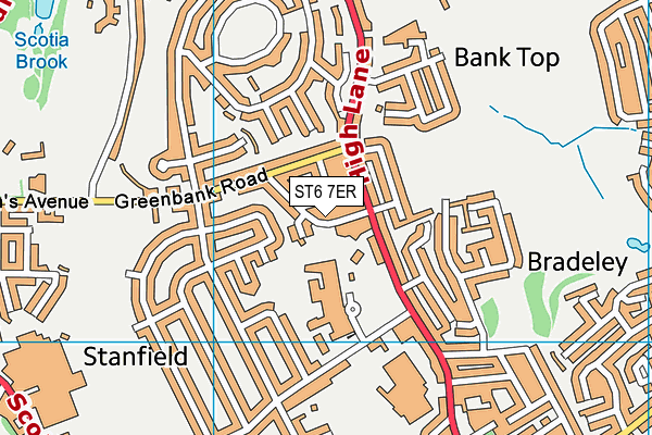 ST6 7ER map - OS VectorMap District (Ordnance Survey)