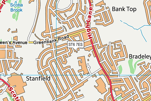 ST6 7ES map - OS VectorMap District (Ordnance Survey)