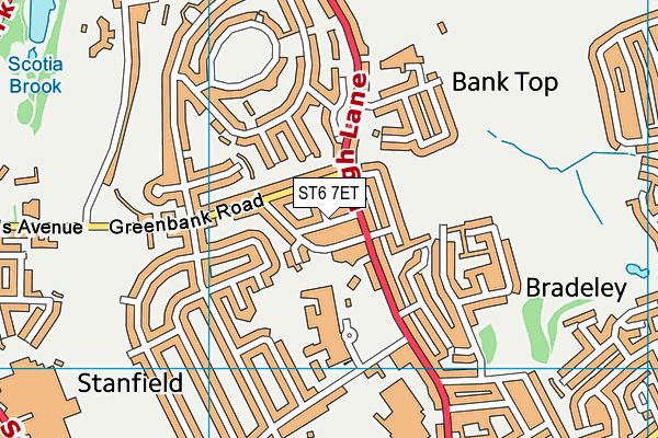 ST6 7ET map - OS VectorMap District (Ordnance Survey)