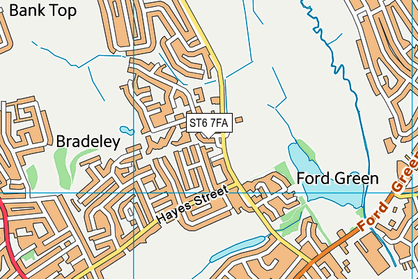 ST6 7FA map - OS VectorMap District (Ordnance Survey)