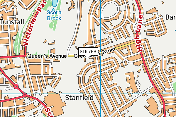 ST6 7FB map - OS VectorMap District (Ordnance Survey)