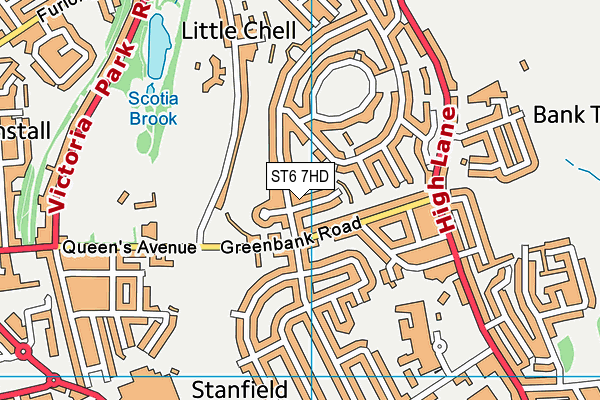 ST6 7HD map - OS VectorMap District (Ordnance Survey)