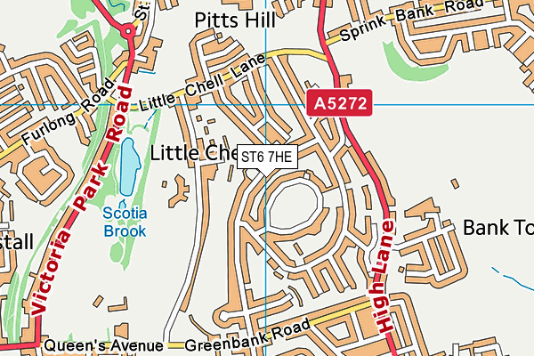 ST6 7HE map - OS VectorMap District (Ordnance Survey)