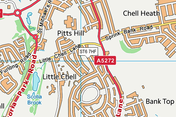 ST6 7HF map - OS VectorMap District (Ordnance Survey)