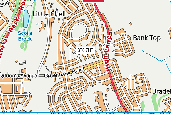 ST6 7HT map - OS VectorMap District (Ordnance Survey)