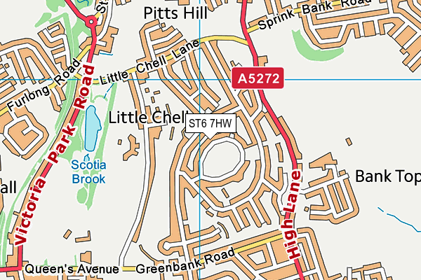 ST6 7HW map - OS VectorMap District (Ordnance Survey)