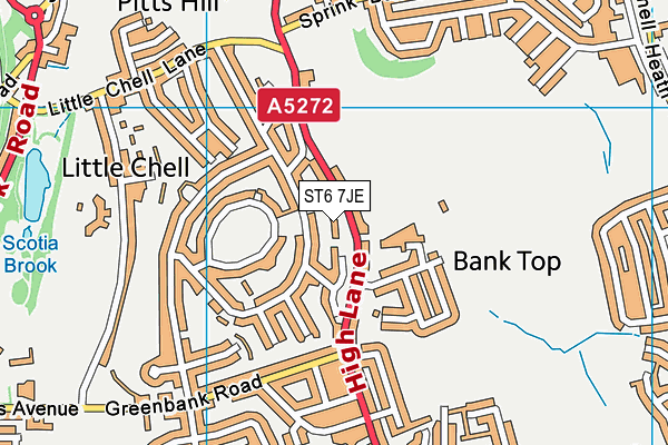 ST6 7JE map - OS VectorMap District (Ordnance Survey)