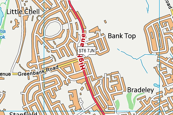 ST6 7JN map - OS VectorMap District (Ordnance Survey)