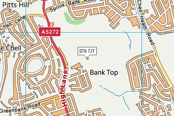Burslem Golf Club map (ST6 7JT) - OS VectorMap District (Ordnance Survey)