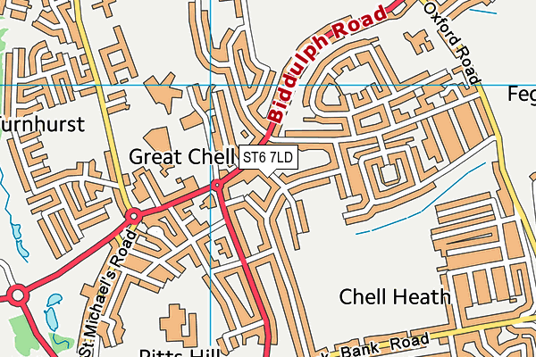 ST6 7LD map - OS VectorMap District (Ordnance Survey)