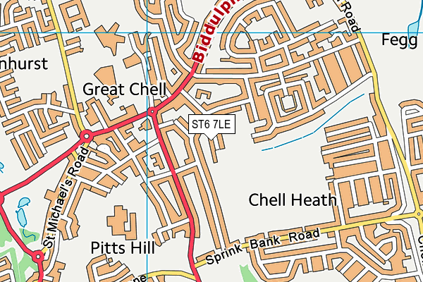 ST6 7LE map - OS VectorMap District (Ordnance Survey)