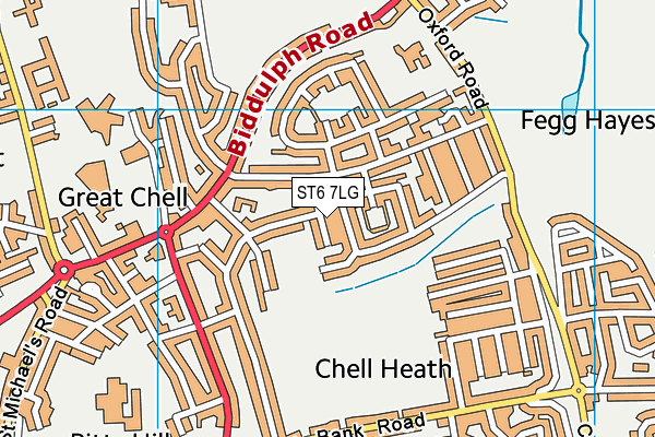 ST6 7LG map - OS VectorMap District (Ordnance Survey)