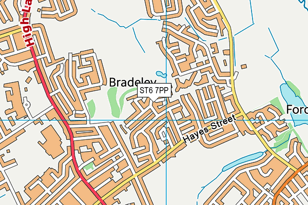 ST6 7PP map - OS VectorMap District (Ordnance Survey)