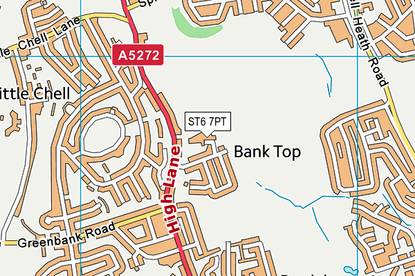ST6 7PT map - OS VectorMap District (Ordnance Survey)